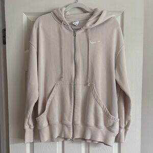 Nike Women's Light Beige Zip-Up Hoodie